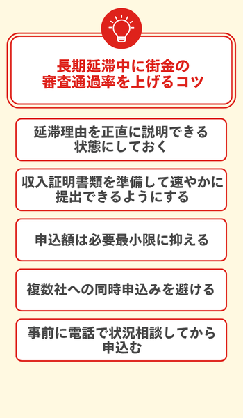 長期延滞中に街金の審査通過率を上げるコツ 大見出し直下画像