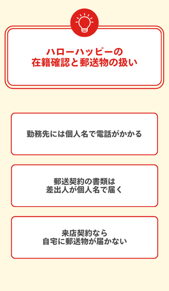 大見出し直下画像 ハローハッピーの在籍確認と郵送物の扱い